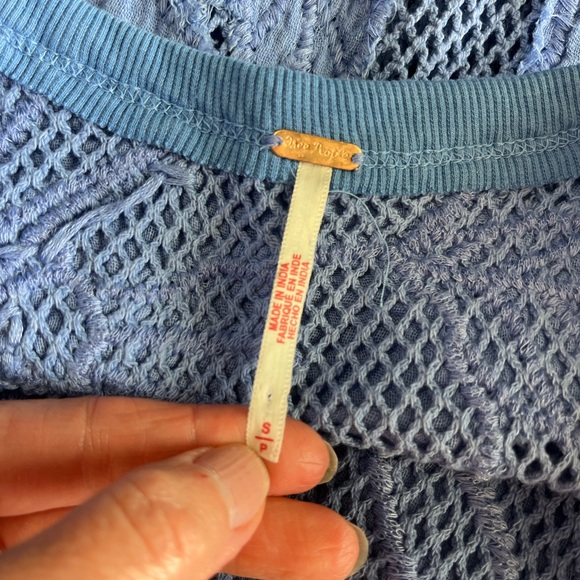 Free People Pearl Floral Maxi Dress Periwinkle Blue Sz Small Boho Open Knit $198 - Picture 6 of 13